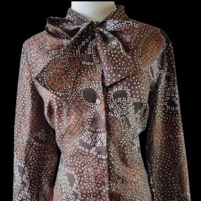 1970s Statement Pussy Bow Blouse L