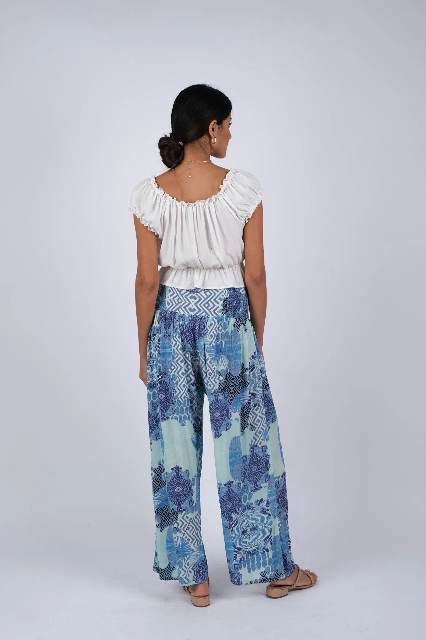 225039 Enchanting Blue Meadow Hippie Pants