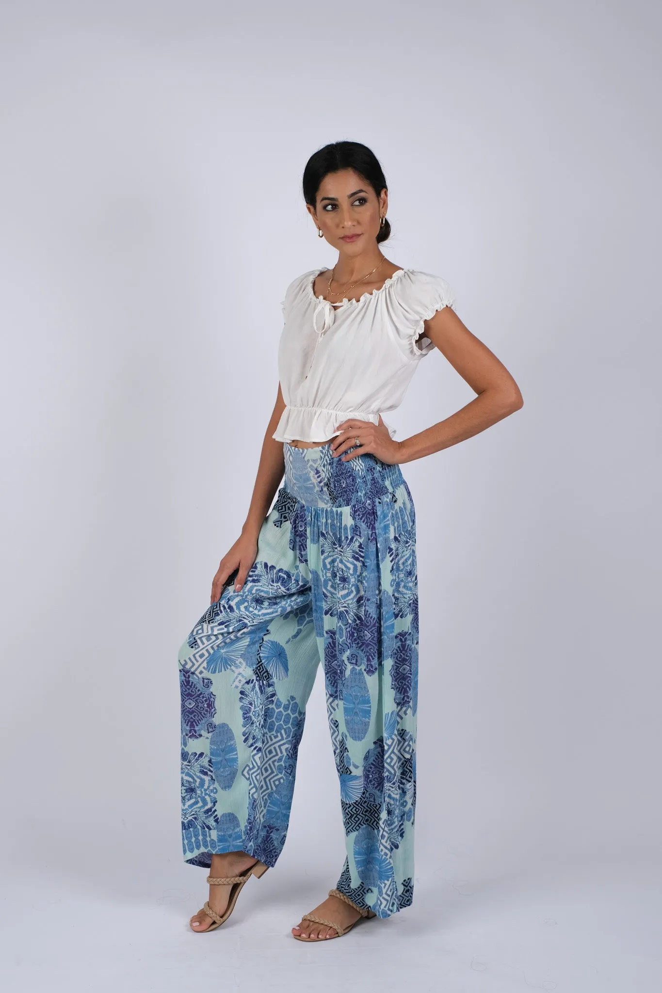 225039 Enchanting Blue Meadow Hippie Pants