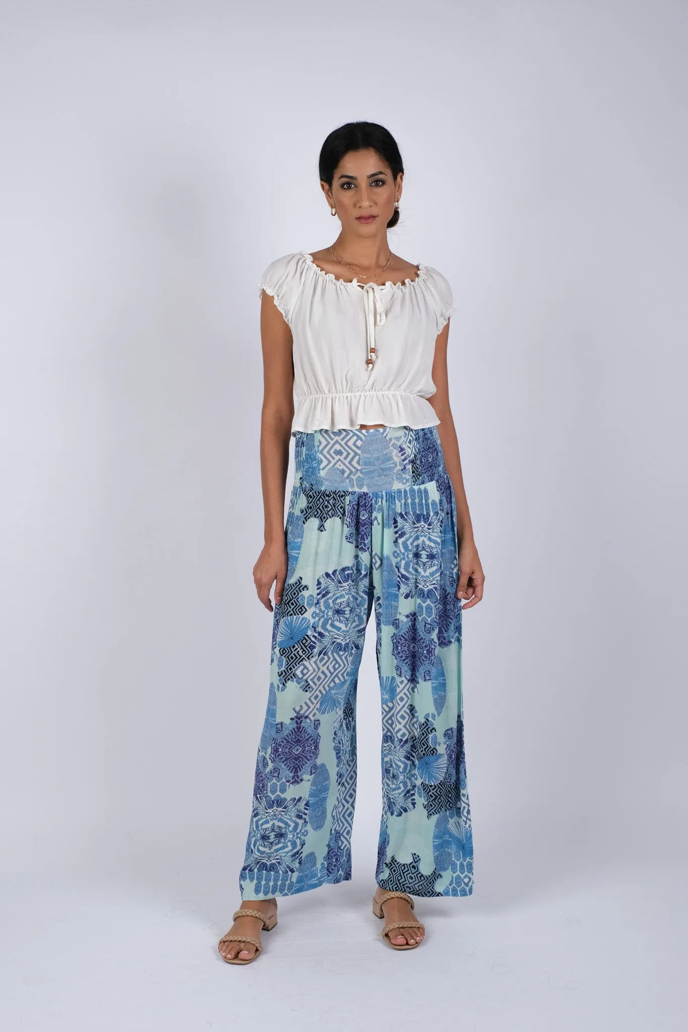 225039 Enchanting Blue Meadow Hippie Pants