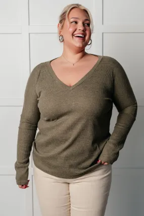 Amber Moon Basics: Olive Ribbed Long Sleeve Top
