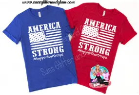 America Strong #supportourtroops (white ink)