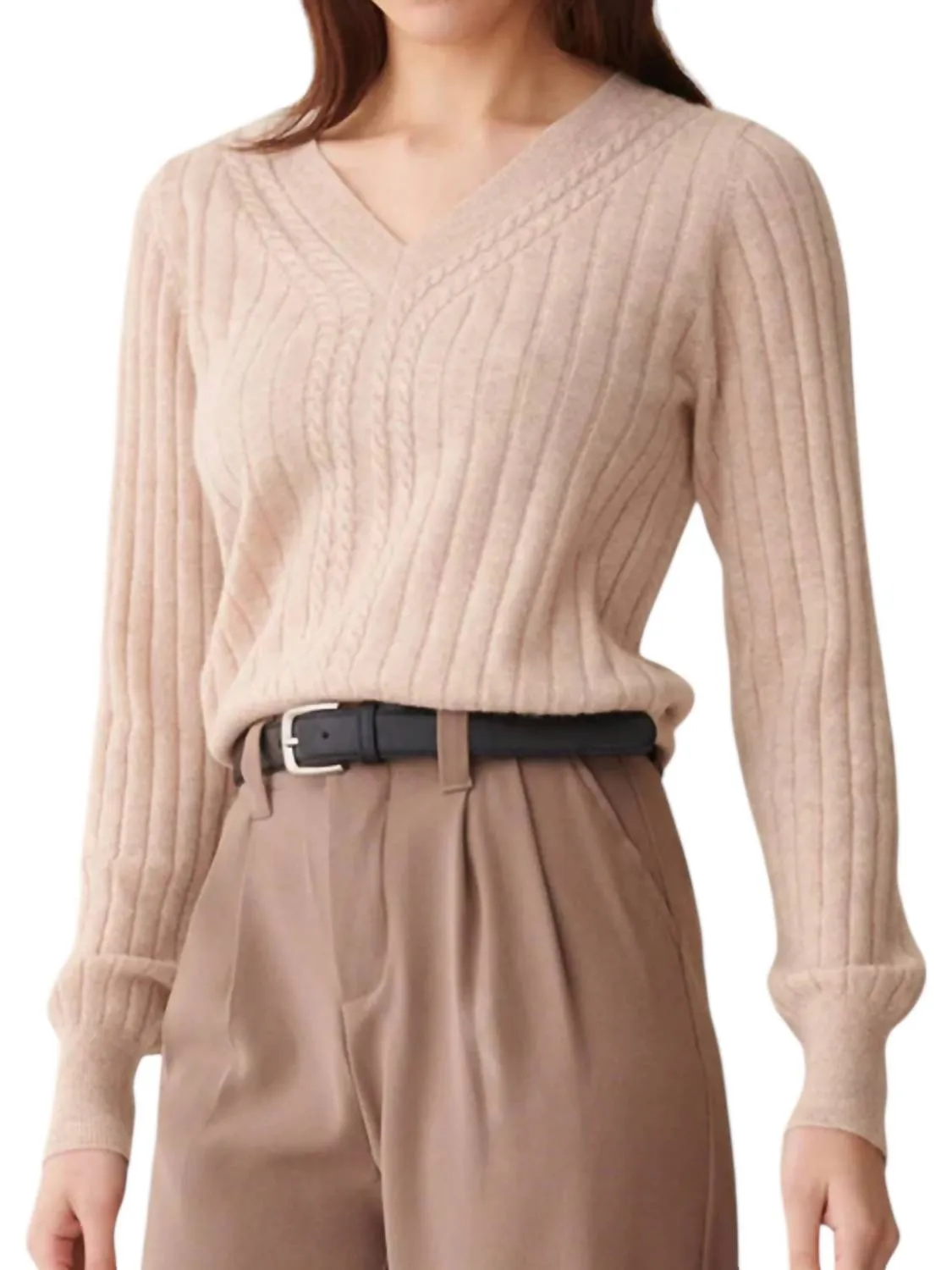&Isla - Luna Cable Rib V-neck Top