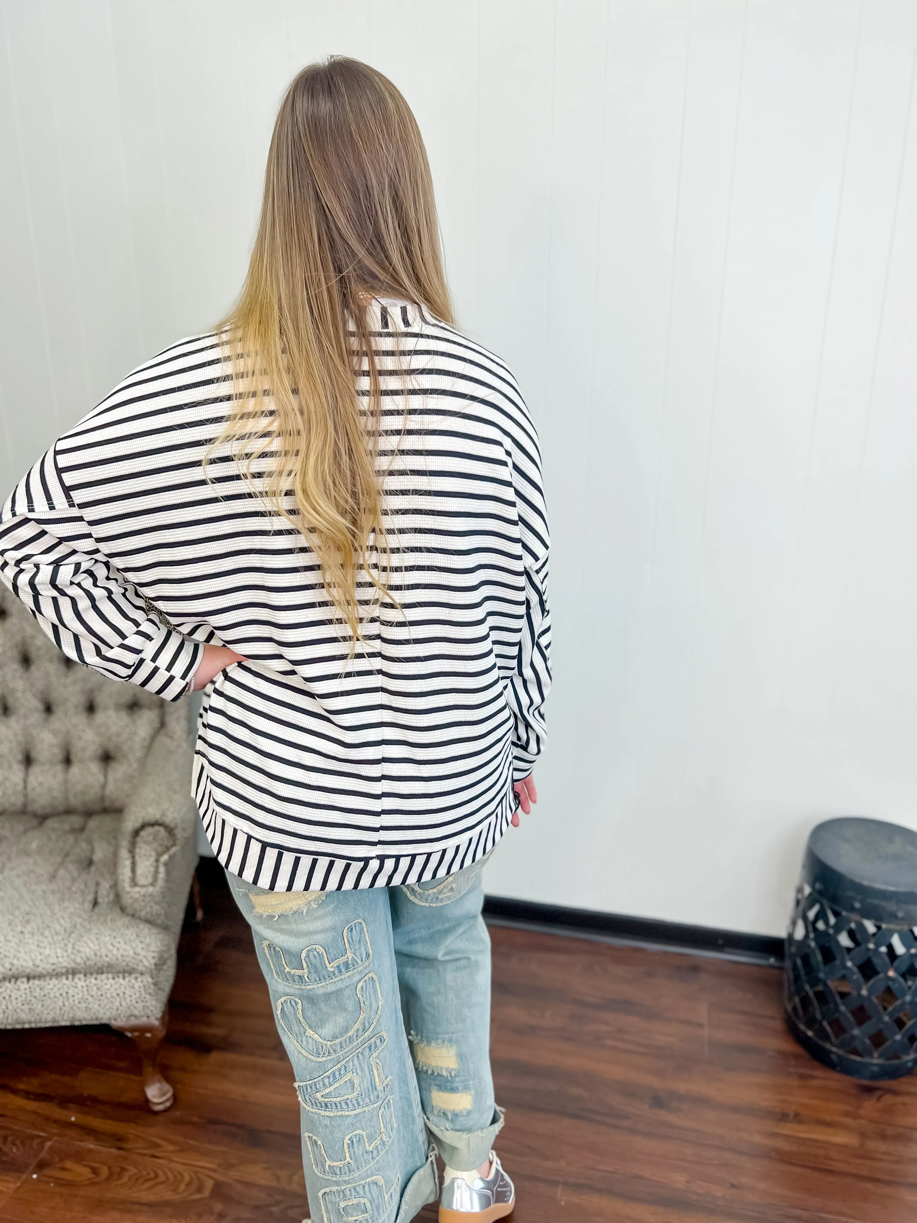 Best Cozy Top Ever-Black Stripe