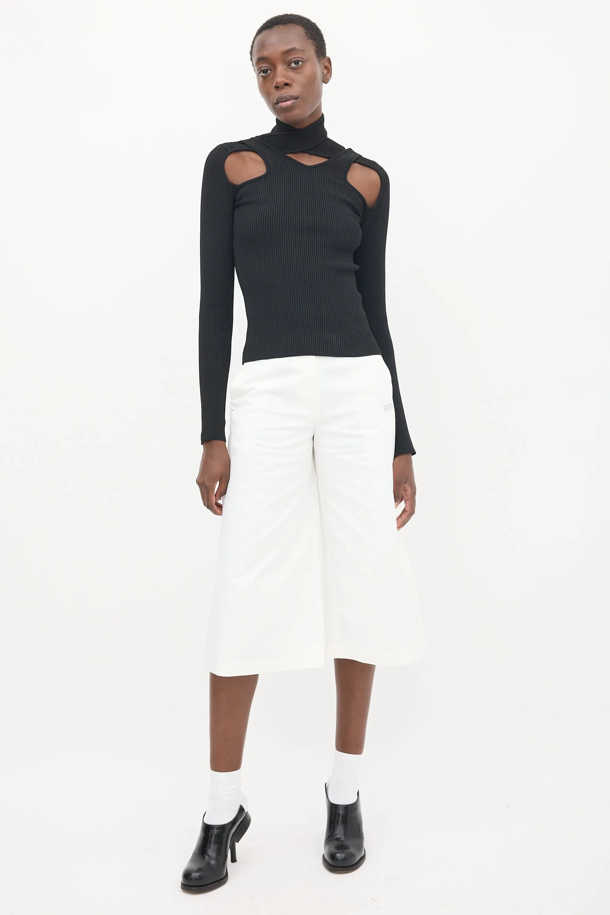 Black Knit Cut Out Ribbed Top