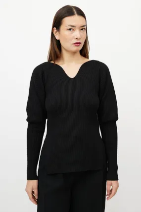 Black Merino Wool Knit Top