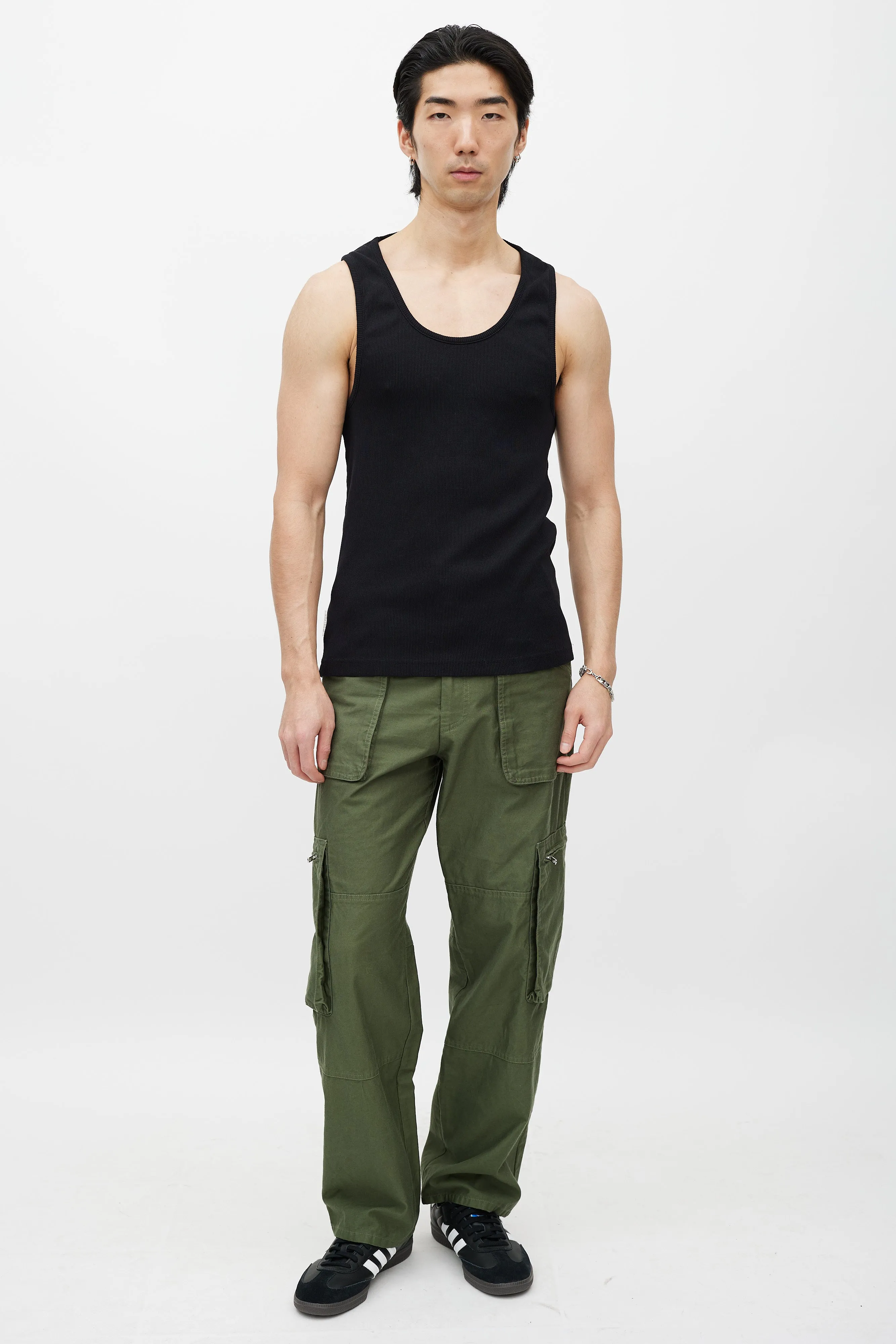 Black Ribbed Backless Tank