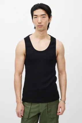 Black Ribbed Backless Tank