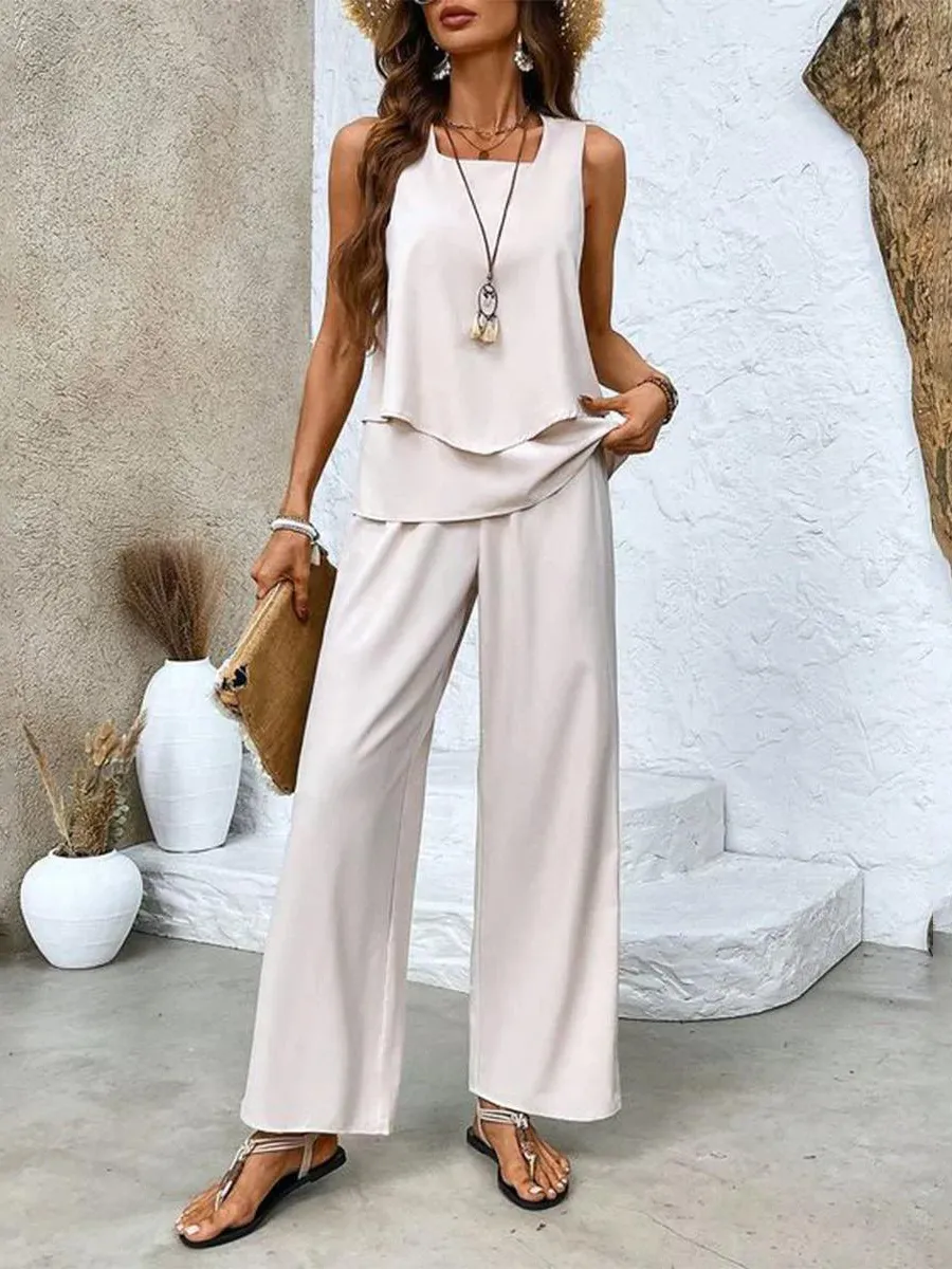 Blake™ - Sleeveless Top and Wide Leg Pants Outfit Set