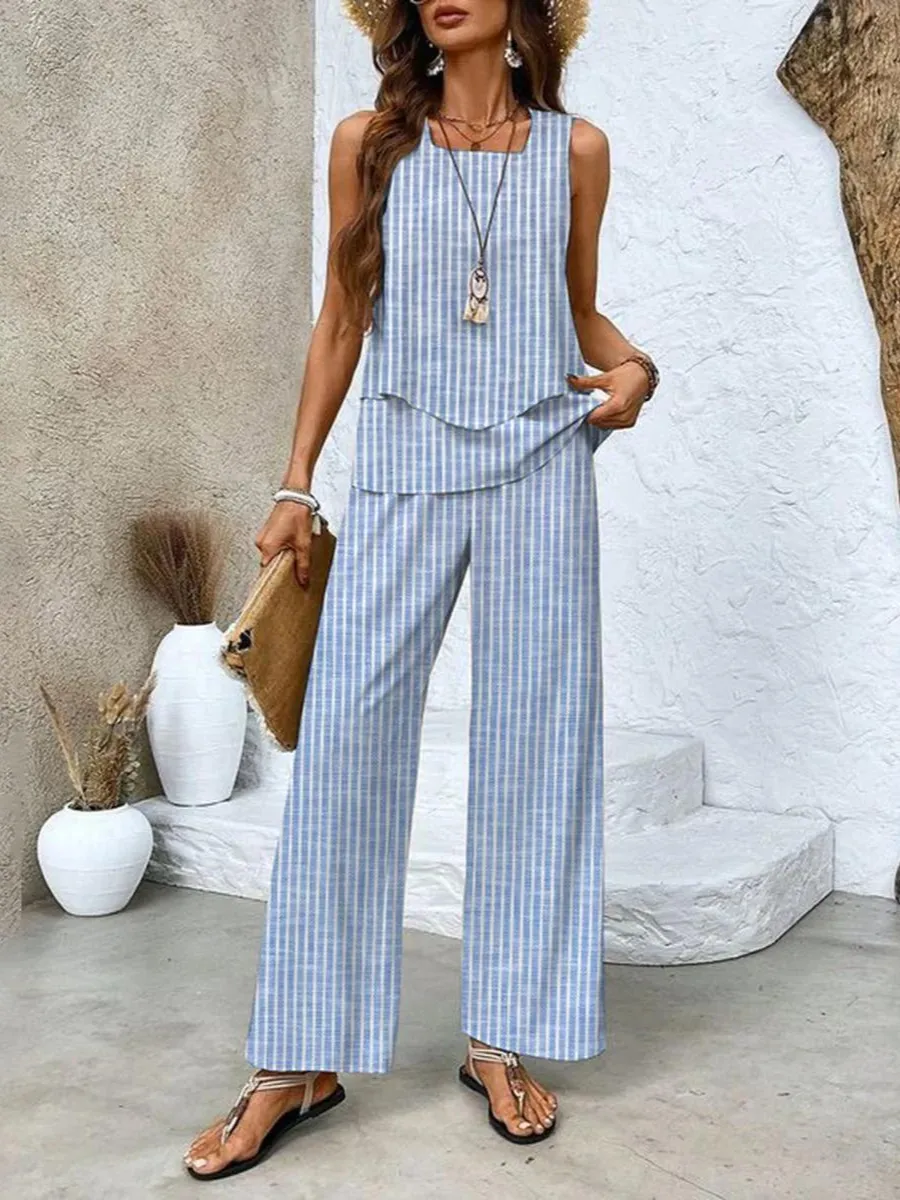 Blake™ - Sleeveless Top and Wide Leg Pants Outfit Set