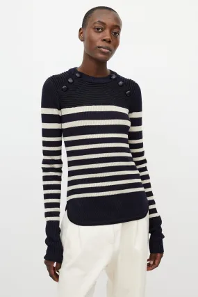 Blue & White Stripe Knit Top