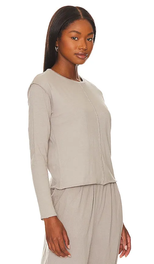 Bobi Long Sleeve Seam Top in Grey