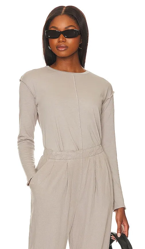 Bobi Long Sleeve Seam Top in Grey
