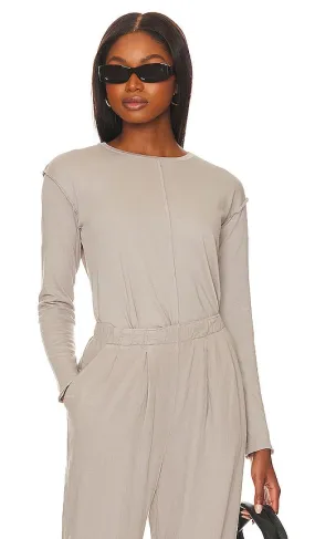 Bobi Long Sleeve Seam Top in Grey