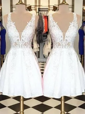 Bridelily A-Line Sleeveless Bateau Lace With Applique Short/Mini Dresses