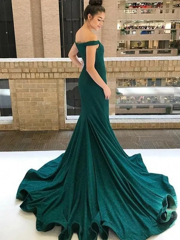 Bridelily Mermaid Sleeveless Off Shoulder  Ruffles Sequins Evening Dresses