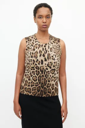 Brown & Black Print Knit Tank