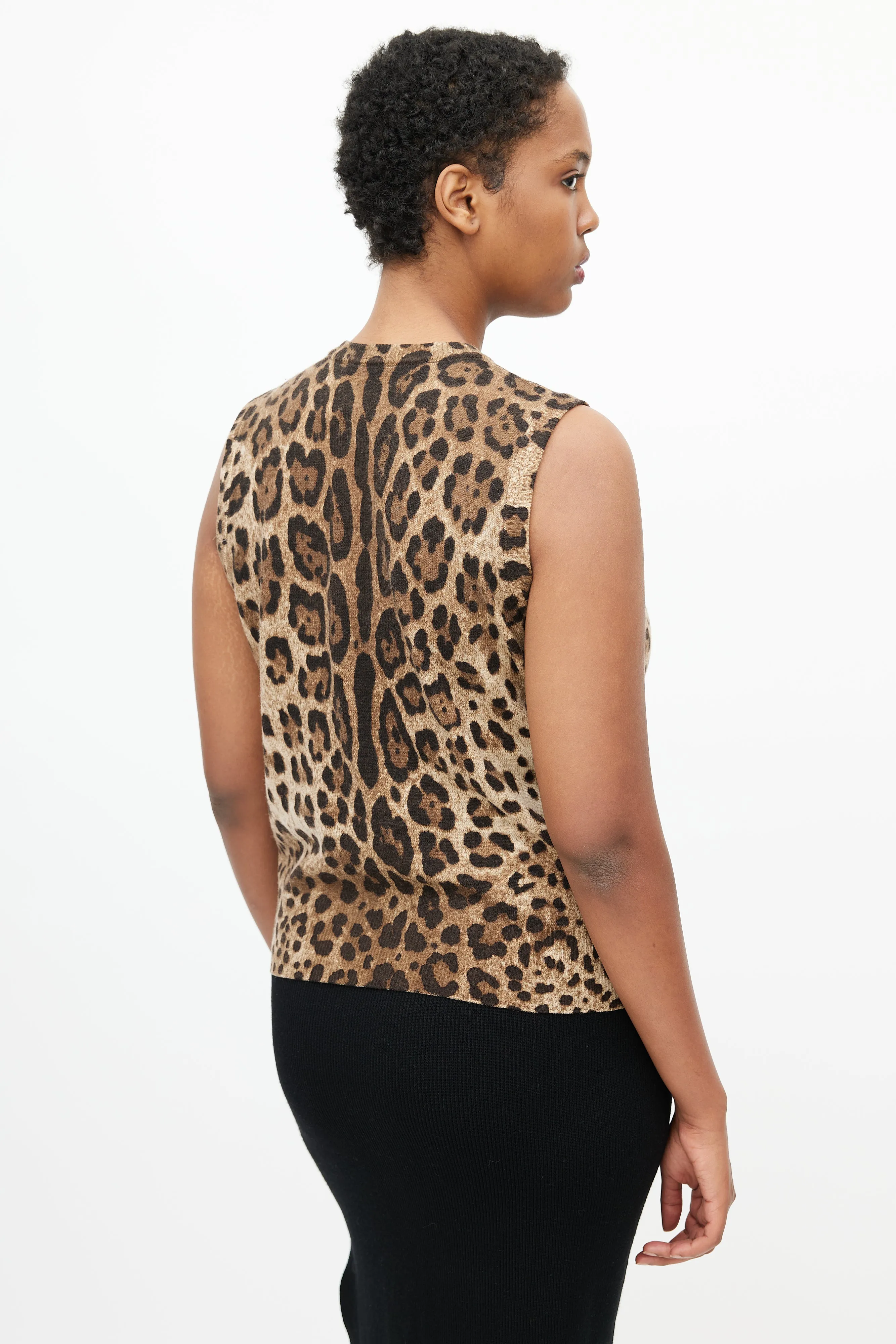 Brown & Black Print Knit Tank