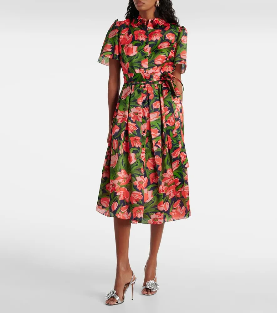 Carolina Herrera Floral silk shirt dress