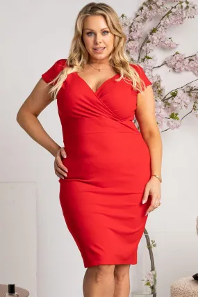Chic Plus Size Midi Dress with Flattering Envelope Neckline - Summer Must-Have