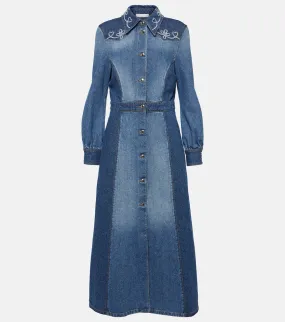 Chloe Embroidered denim shirt dress