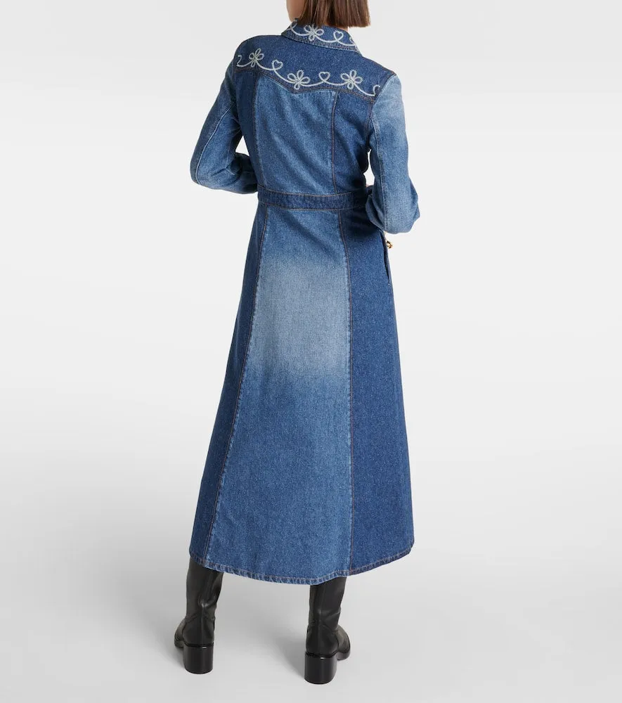 Chloe Embroidered denim shirt dress