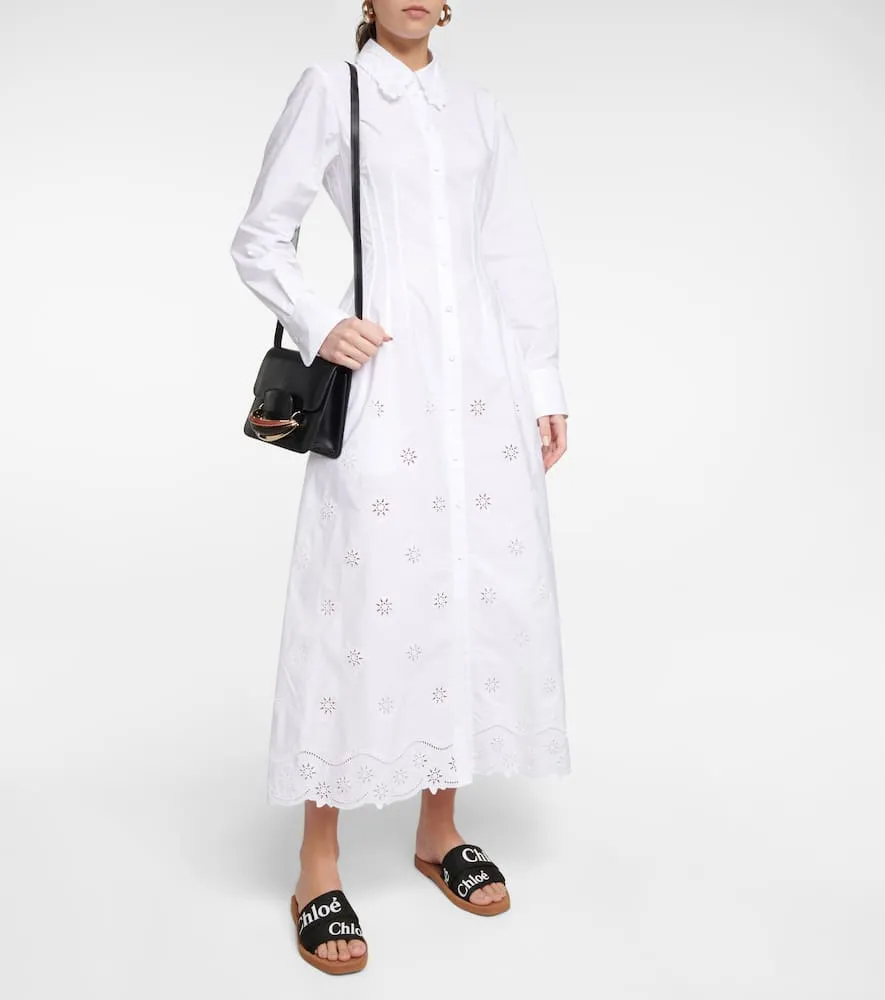Chloe Embroidered midi shirt dress