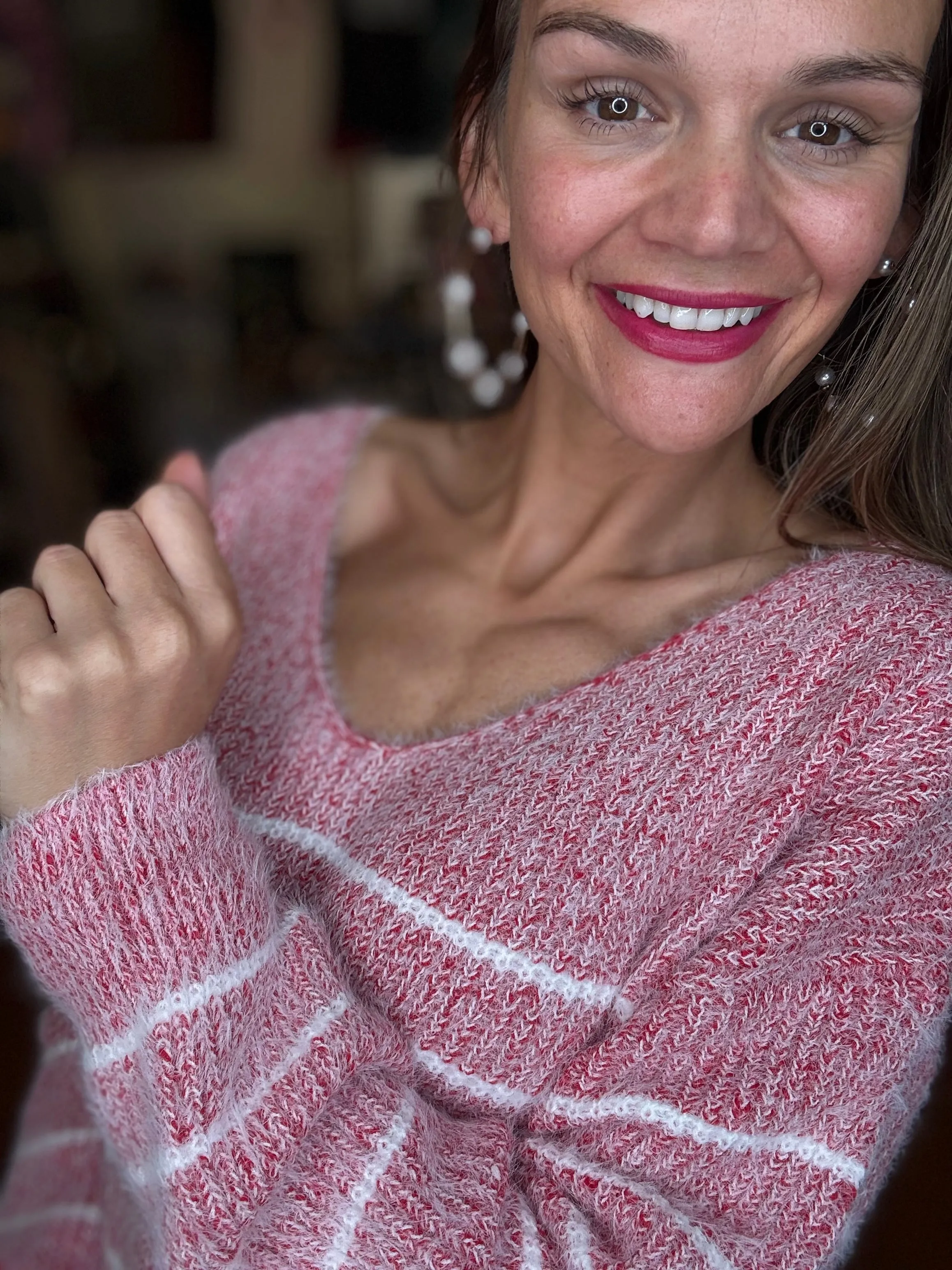 Cozy Striped Sweater - Red