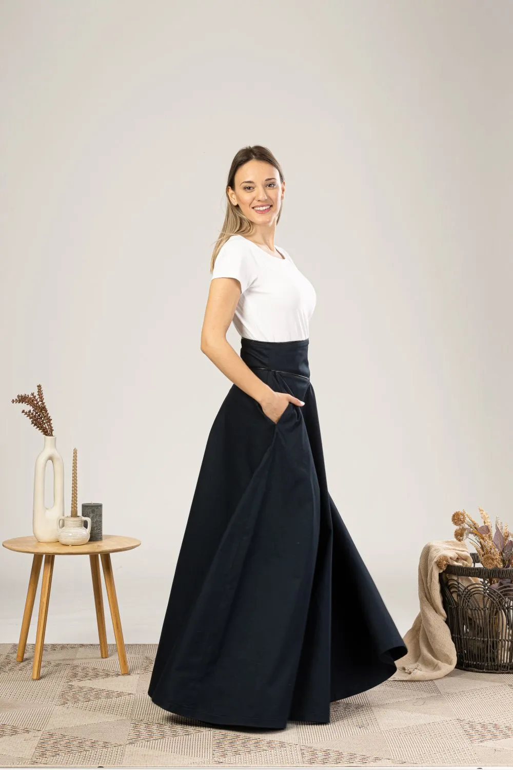 Dark Blue High Waist Victorian Skirt