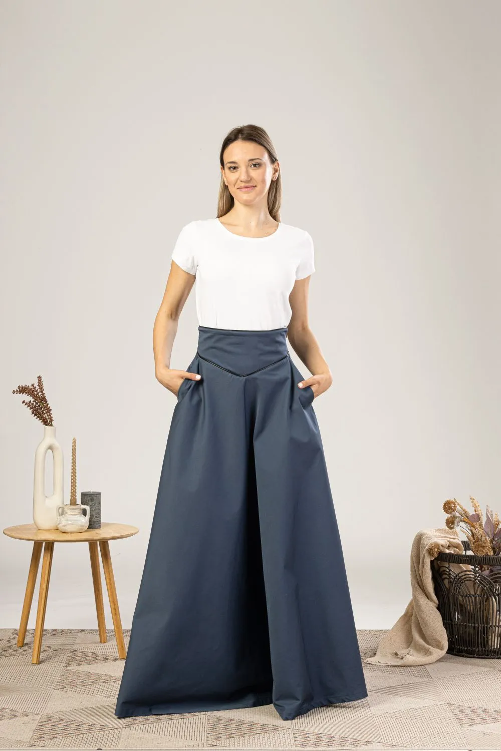 Dark Blue High Waist Victorian Skirt