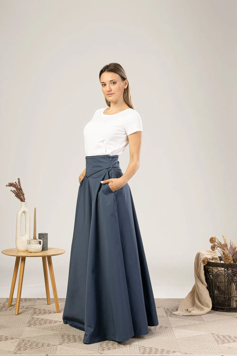 Dark Blue High Waist Victorian Skirt