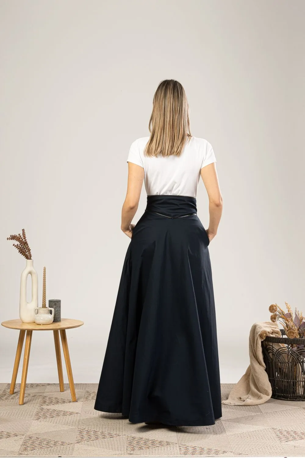 Dark Blue High Waist Victorian Skirt