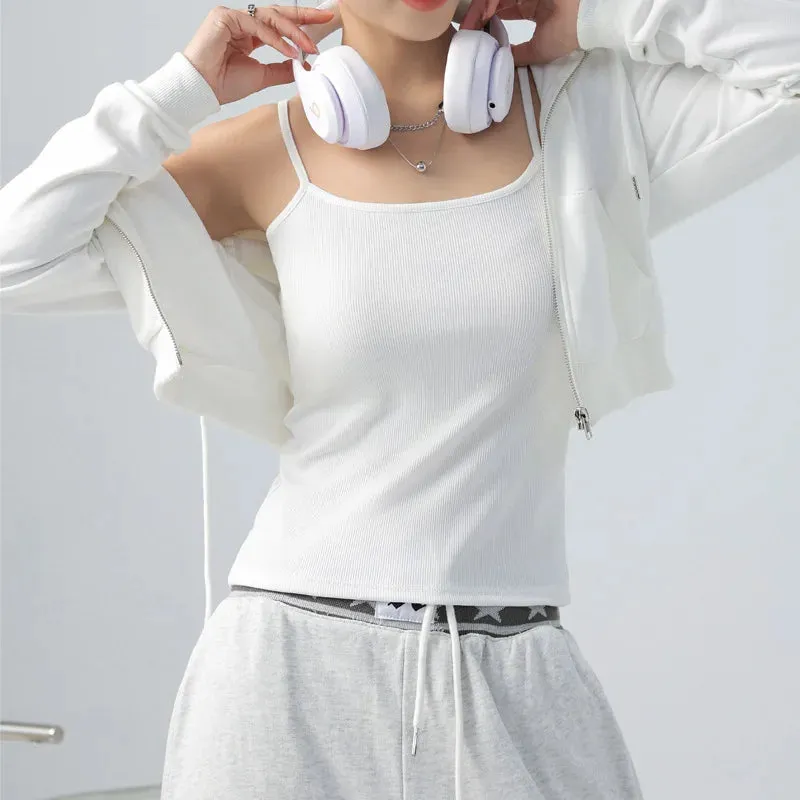 DOIAESKV Summer Basic Tanks Spaghetti Strap Camisole Tops for Women