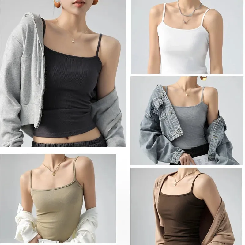DOIAESKV Summer Basic Tanks Spaghetti Strap Camisole Tops for Women