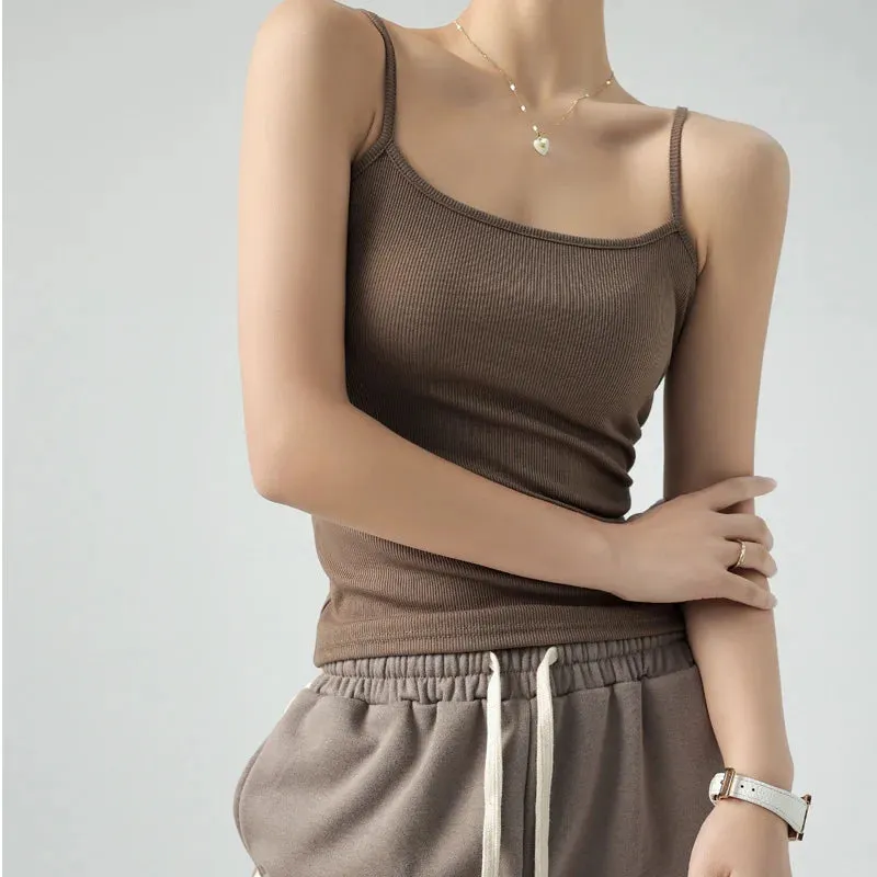 DOIAESKV Summer Basic Tanks Spaghetti Strap Camisole Tops for Women
