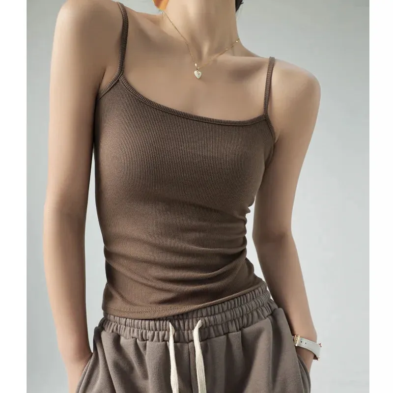 DOIAESKV Summer Basic Tanks Spaghetti Strap Camisole Tops for Women