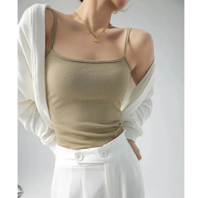 DOIAESKV Summer Basic Tanks Spaghetti Strap Camisole Tops for Women