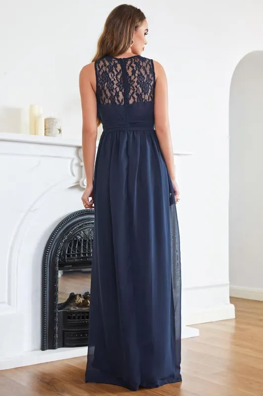 Elegant Round Neck Chiffon Formal Dress Sleveless Aline Evening Dress Floor Length