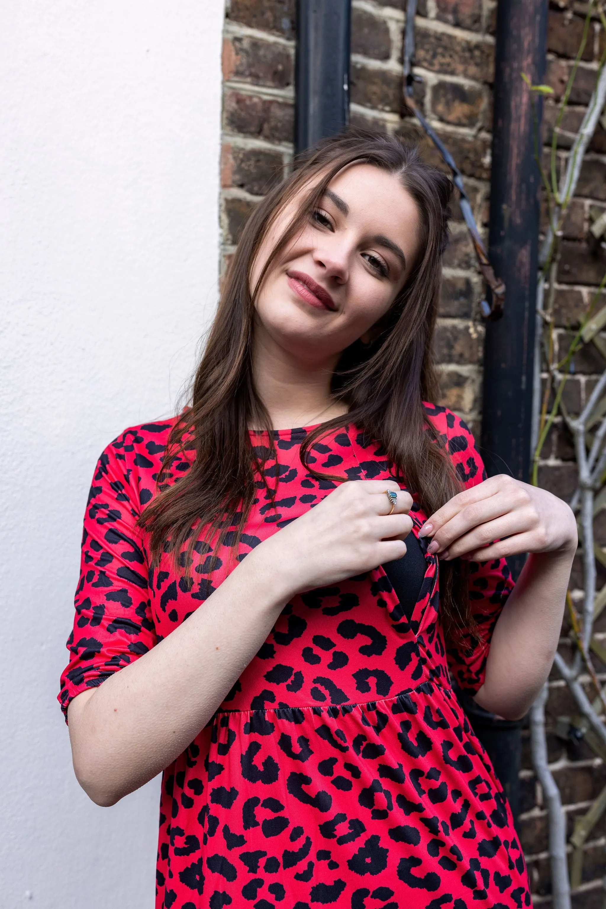 Evelyn Leopard Midi Breastfeeding Dress