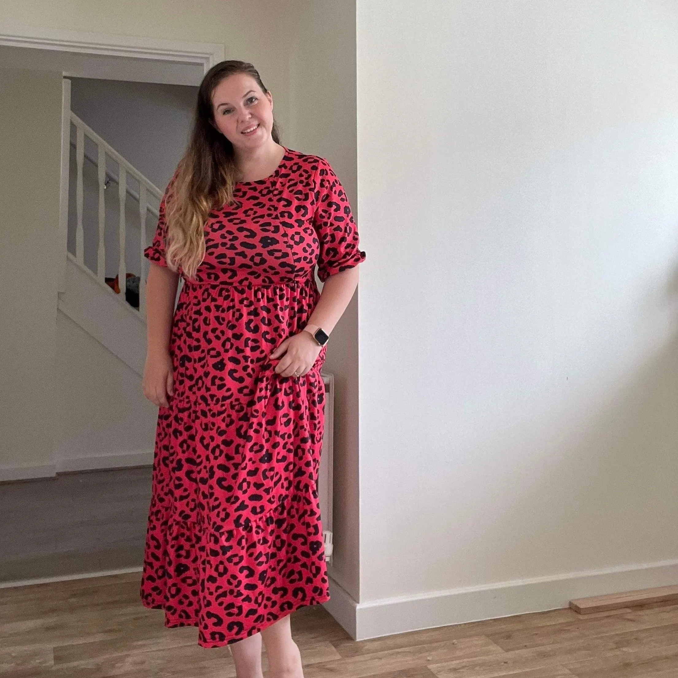 Evelyn Leopard Midi Breastfeeding Dress