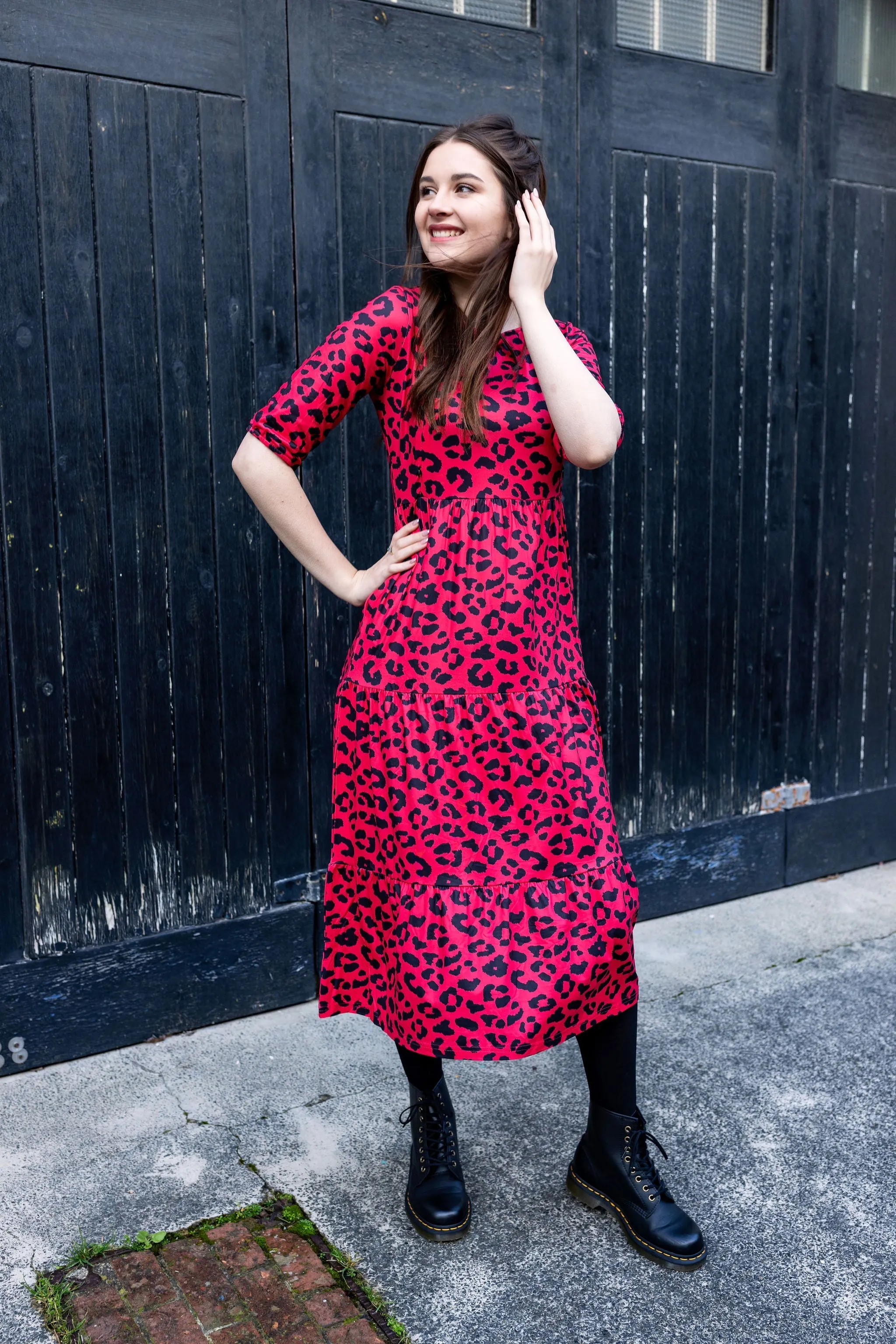 Evelyn Leopard Midi Breastfeeding Dress