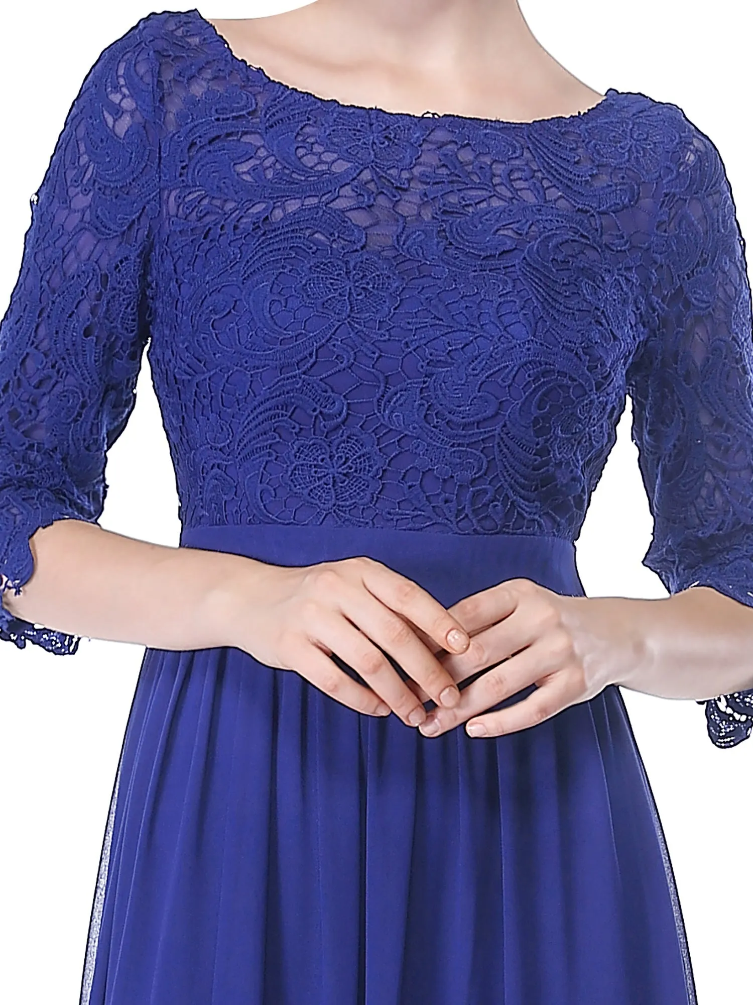 Ever-Pretty Sexy Women's Elegant 3/4 Sleeve V Back Lace Long Evening Dress EP08412