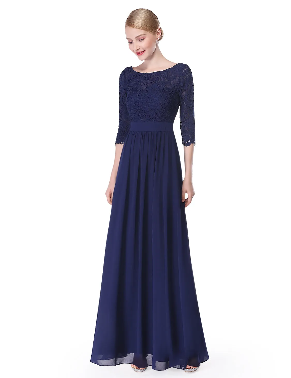 Ever-Pretty Sexy Women's Elegant 3/4 Sleeve V Back Lace Long Evening Dress EP08412
