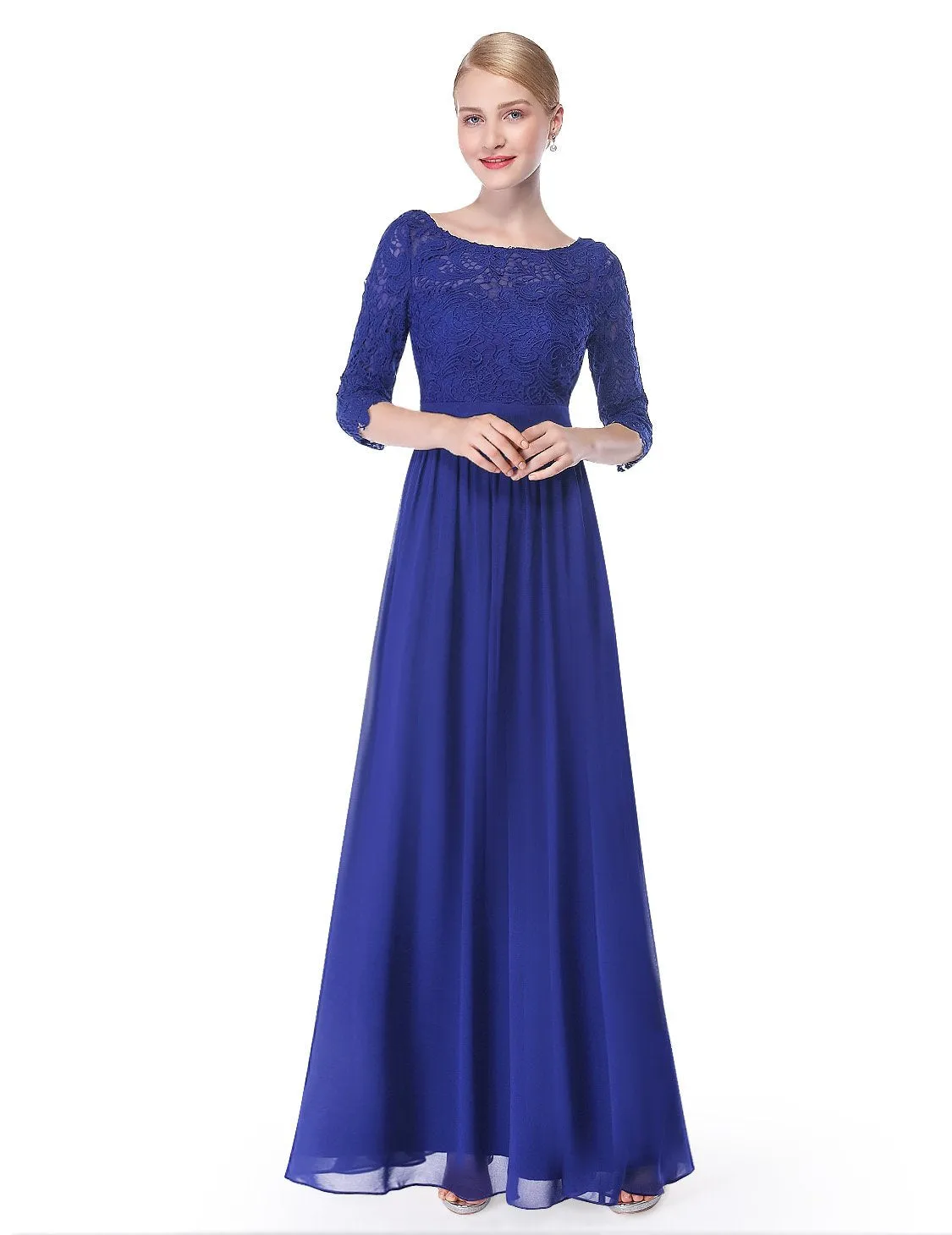 Ever-Pretty Sexy Women's Elegant 3/4 Sleeve V Back Lace Long Evening Dress EP08412