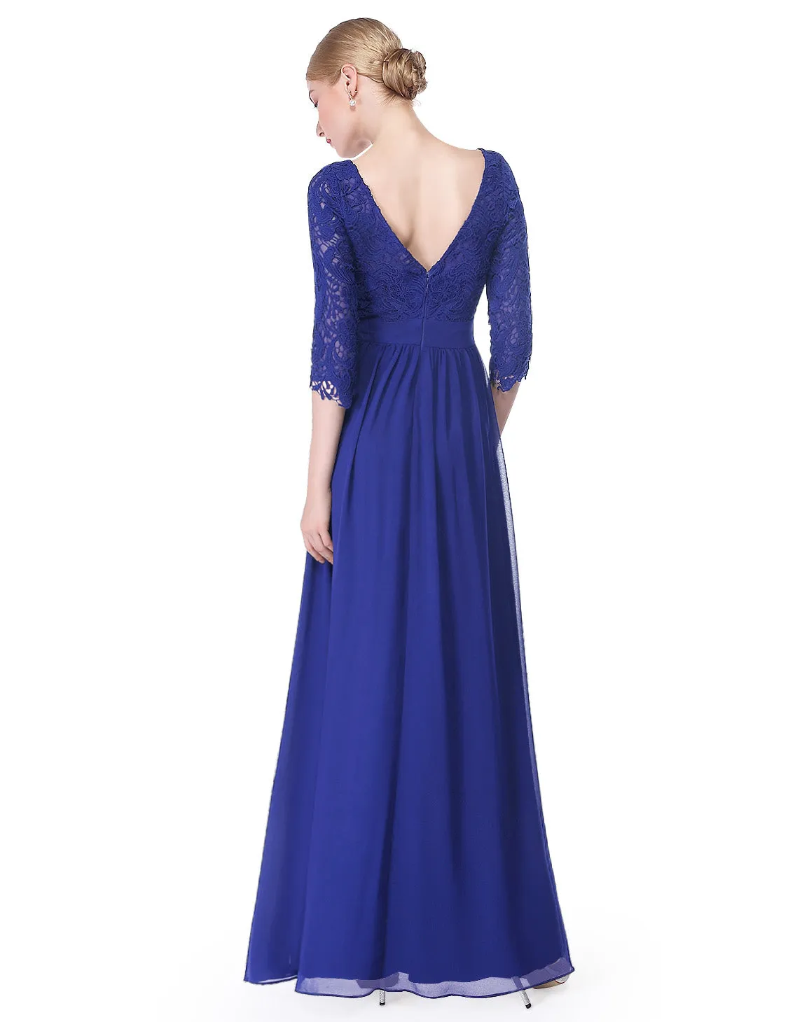 Ever-Pretty Sexy Women's Elegant 3/4 Sleeve V Back Lace Long Evening Dress EP08412
