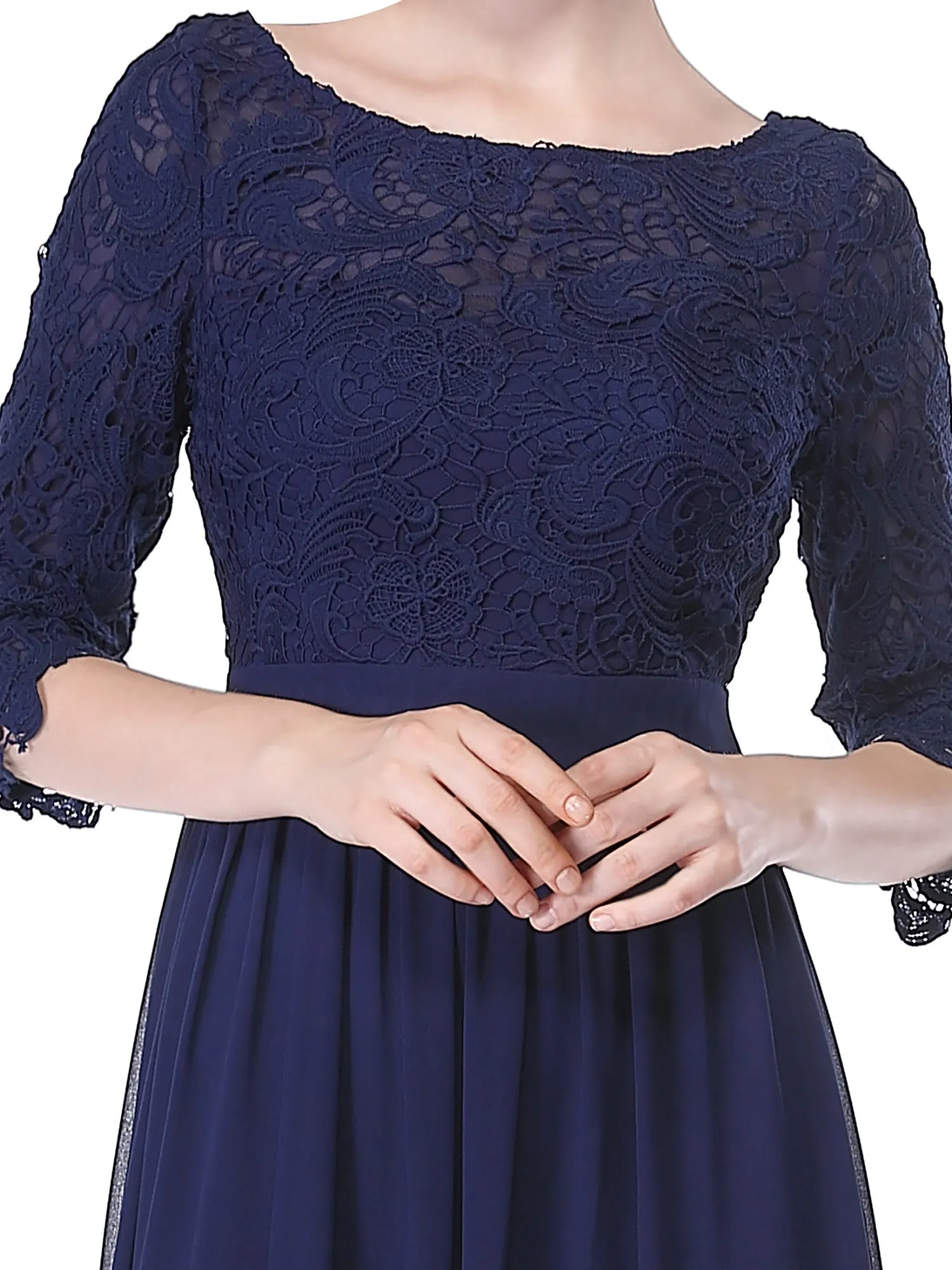 Ever-Pretty Sexy Women's Elegant 3/4 Sleeve V Back Lace Long Evening Dress EP08412