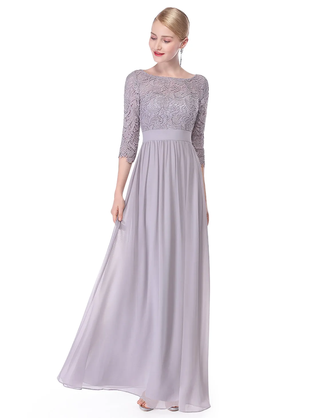 Ever-Pretty Sexy Women's Elegant 3/4 Sleeve V Back Lace Long Evening Dress EP08412