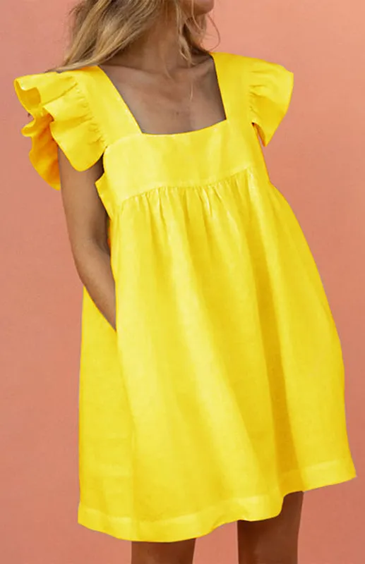 Feel Radiant in a Versatile Ruffle Shoulder Dress & Square Open Back