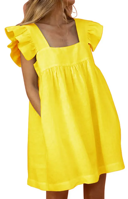 Feel Radiant in a Versatile Ruffle Shoulder Dress & Square Open Back