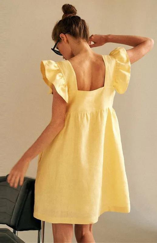 Feel Radiant in a Versatile Ruffle Shoulder Dress & Square Open Back